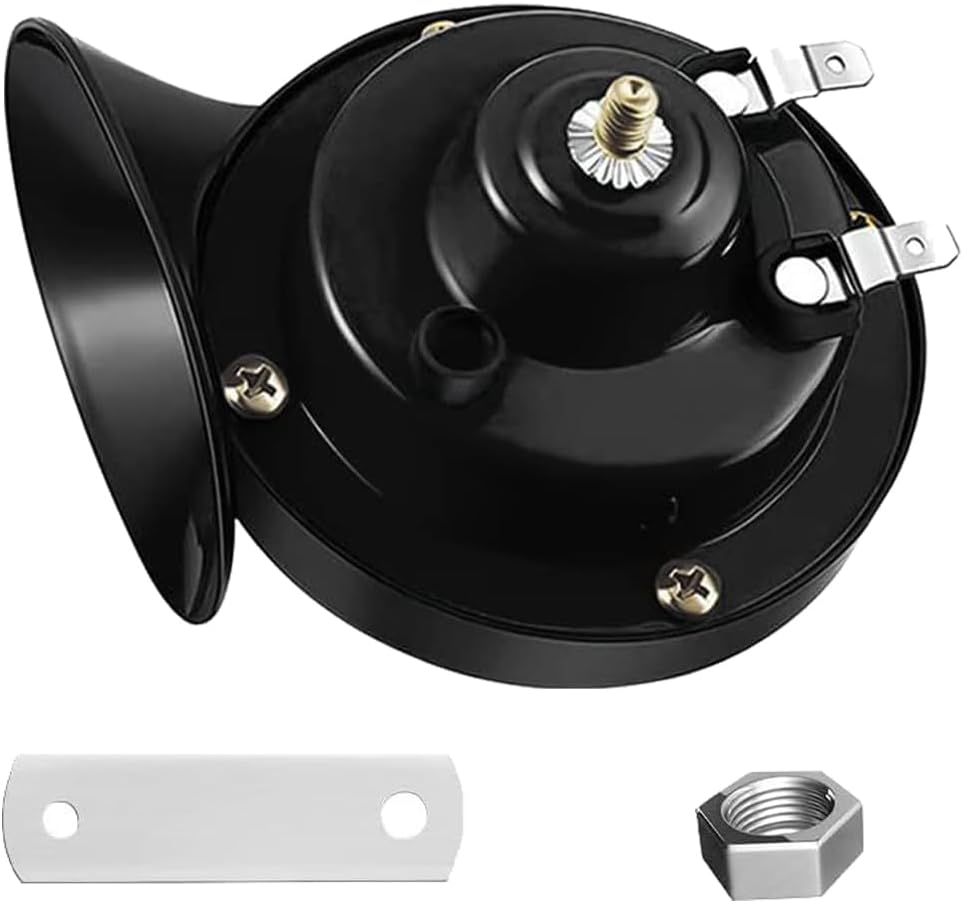 300DB Super Loud Car Horn, 12V Waterproof Car Air Electric Snail Horn, Universal Automotive Accessories, Electric Snail Horn Fit for Cars, Motorcycles, Trucks, Bicycles, Marine Cars (Black,12V) image number 4