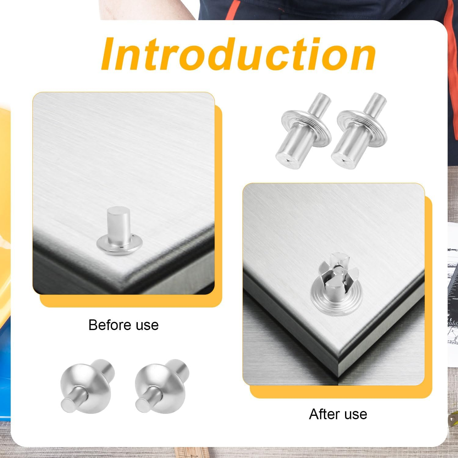 100Pcs Hammer Rivets, Aluminum round Head Rivets Percussion Rivets Solid Rivets Percussion Type Expansion Rivets for Home Electronics image number 6