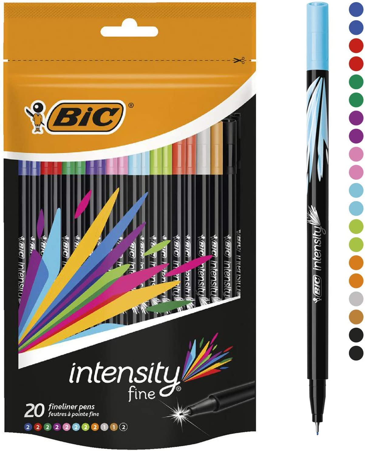 BIC Intensity Fineliner Felt Tip Pen Fine Point (0.8 Mm) - Assorted Colours, Pack of 4 Fineliner Pens, 942082 image number 1