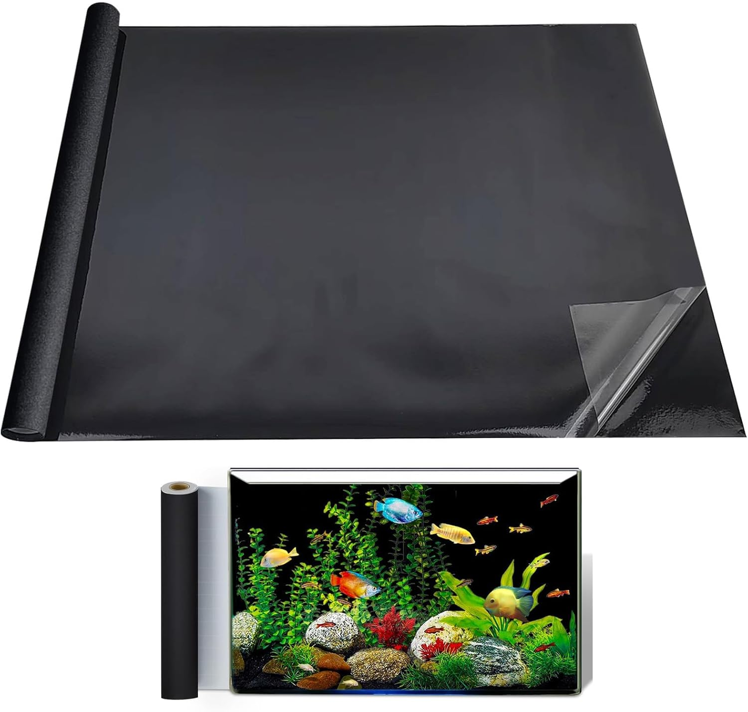 Aquarium Background Static Cling Black Fish Tank Background Wallpaper Fish Tank Backdrop Vinyl Aquarium Poster Background 78 X 12 In image number 1