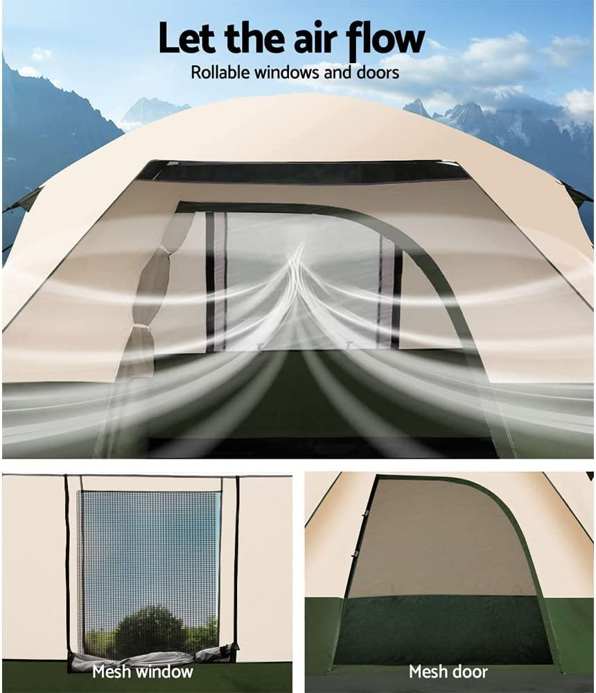 Weisshorn Camping Tent, 4 Person Easy Setup Family Dome Tents Outdoor Travel Hiking Beach Trip, Portable Shelter Sun Protection Water Resistance Khaki Green image number 3