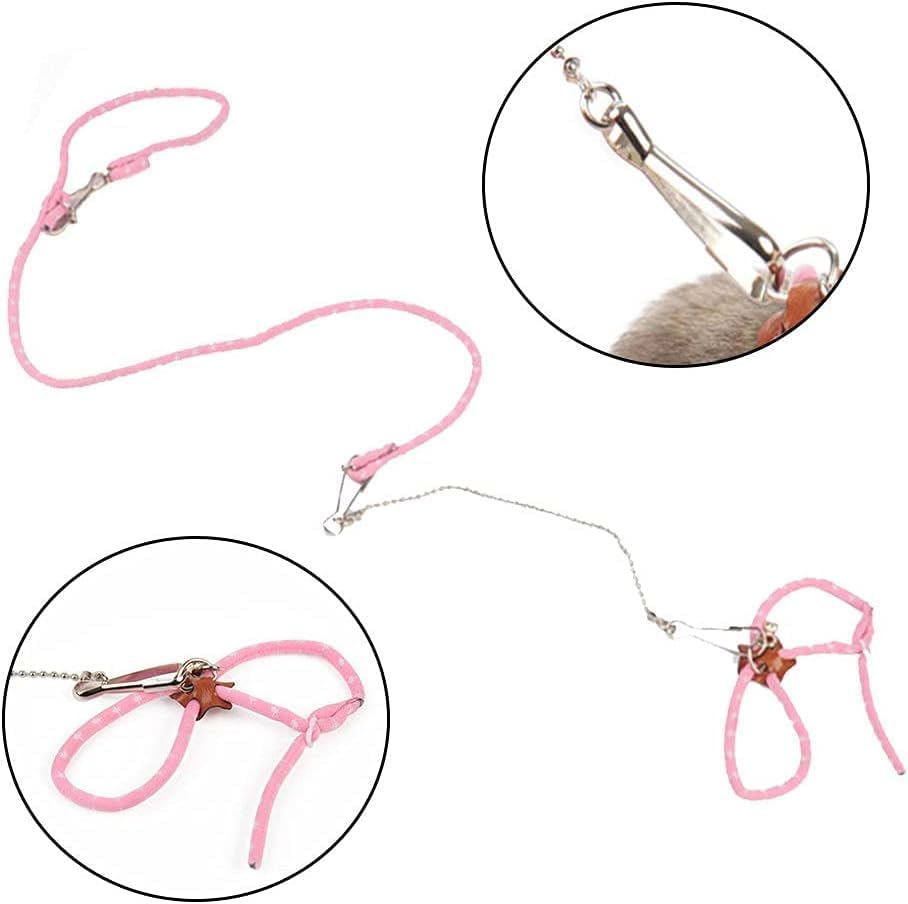 Pet Hamster Harness Hamster Harness Small Animals Harness Rope Adjustable Small Animal Lead for Guinea Pig Bird Parrot Mouse Hamsters Squirrel (Pink, One Size) image number 1