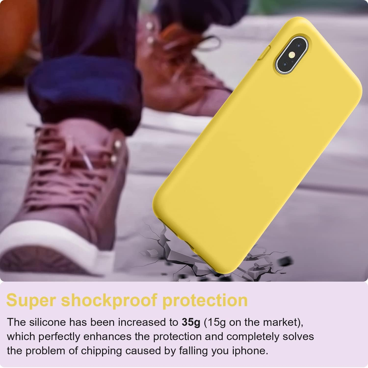 Vooii Iphone Xs Case, Iphone X Case, Soft Liquid Silicone Slim Rubber Full Body Protective Iphone Xs/X Case Cover (With Soft Microfiber Lining) Design for Iphone X Iphone Xs - Lemon Yellow - Lavender Purple image number 2