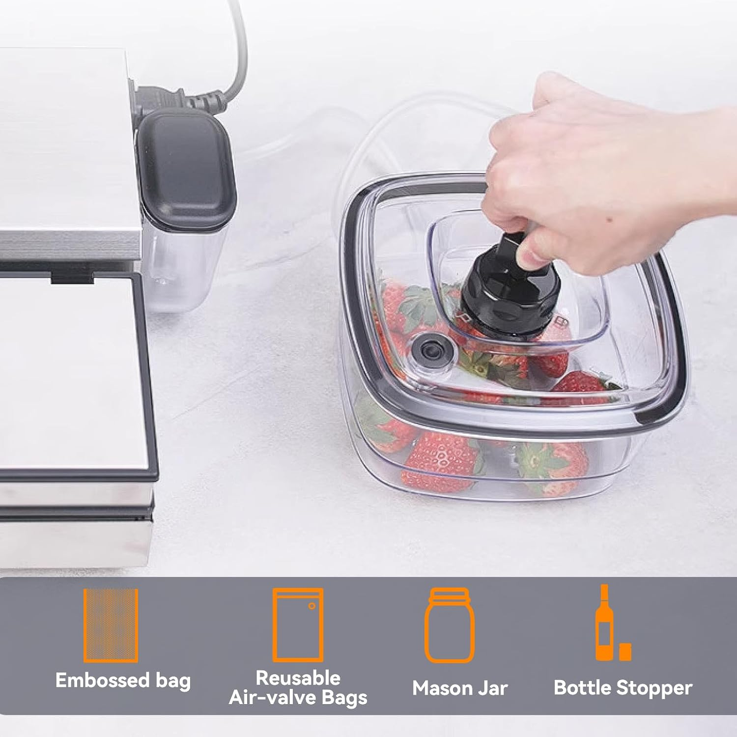 Wevac Food Vacuum Sealer Machine, Stainless 95Kpa Powerful Cryovac Machine, 5 * 400Mm Wide Seal, for Dry/Wet/Sous Vide, Commercial-Grade Seal, Includes 20 Vacuum Sealer Bags Bpa-Free