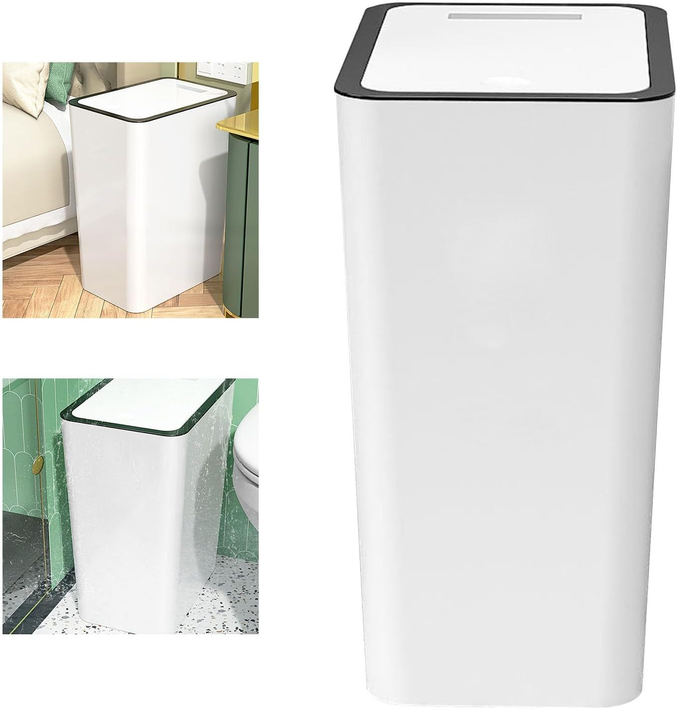 Press Type Trash Can, 15L Plastic Garbage Bin with Cover, Press, Sealing Design, for Household Use image number 5
