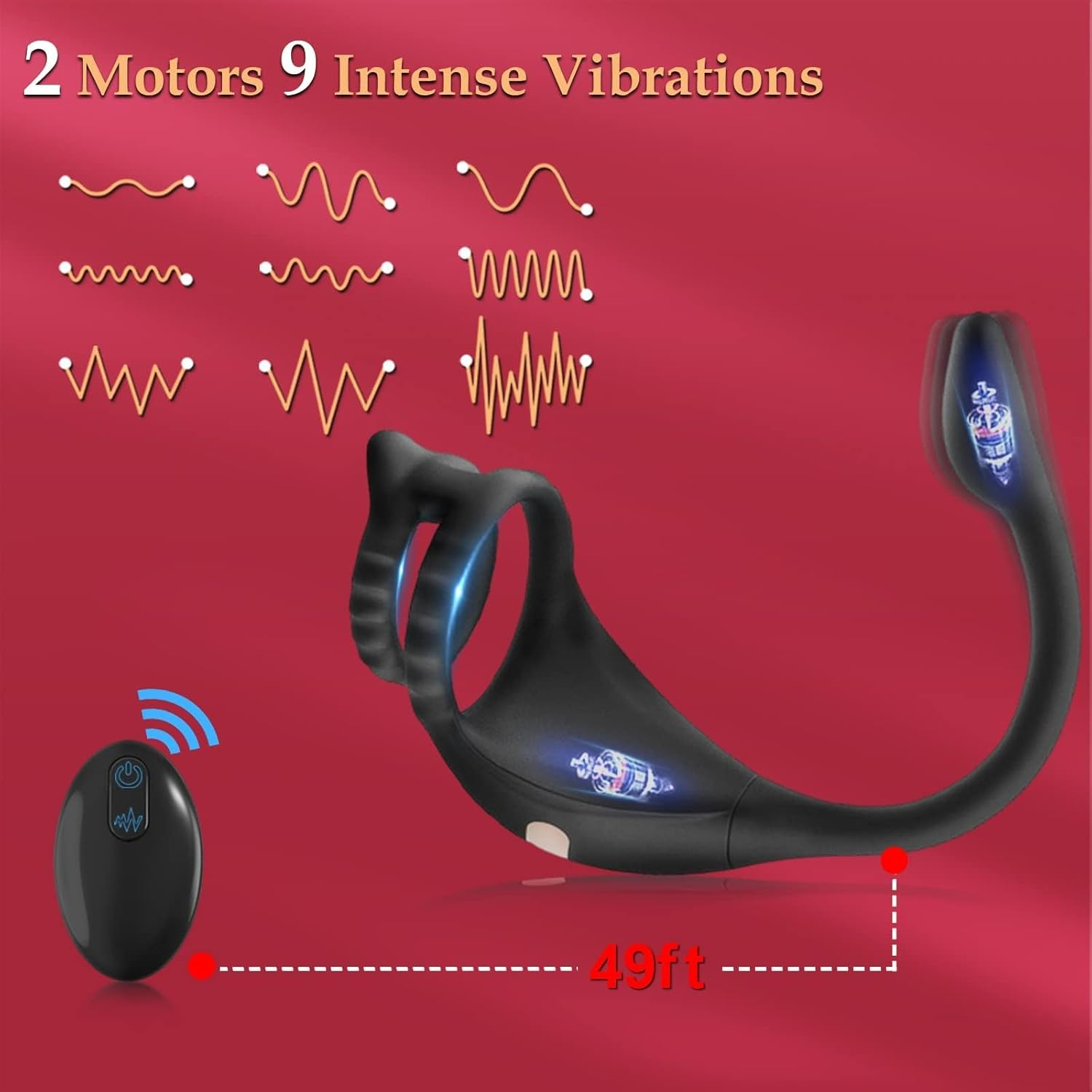 Vibrating Cock Ring Taint Stimulator, Remote Control Anal Butt Plug Prostate Massager Penis Ring Male Vibrators for Men Pleasure Sex Toys for Adult Couples image number 6