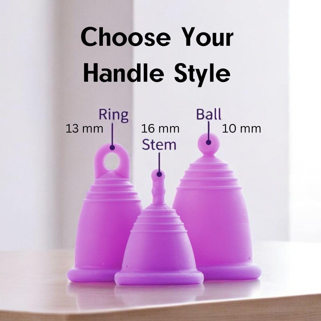 Most Customizable Menstrual Cup with Ring Handle | Meluna Me Luna | Comfortable Period Cup Reusable Cup | Tampon Pad Alternative for All Body Types | Classic - Blue - Large image number 6