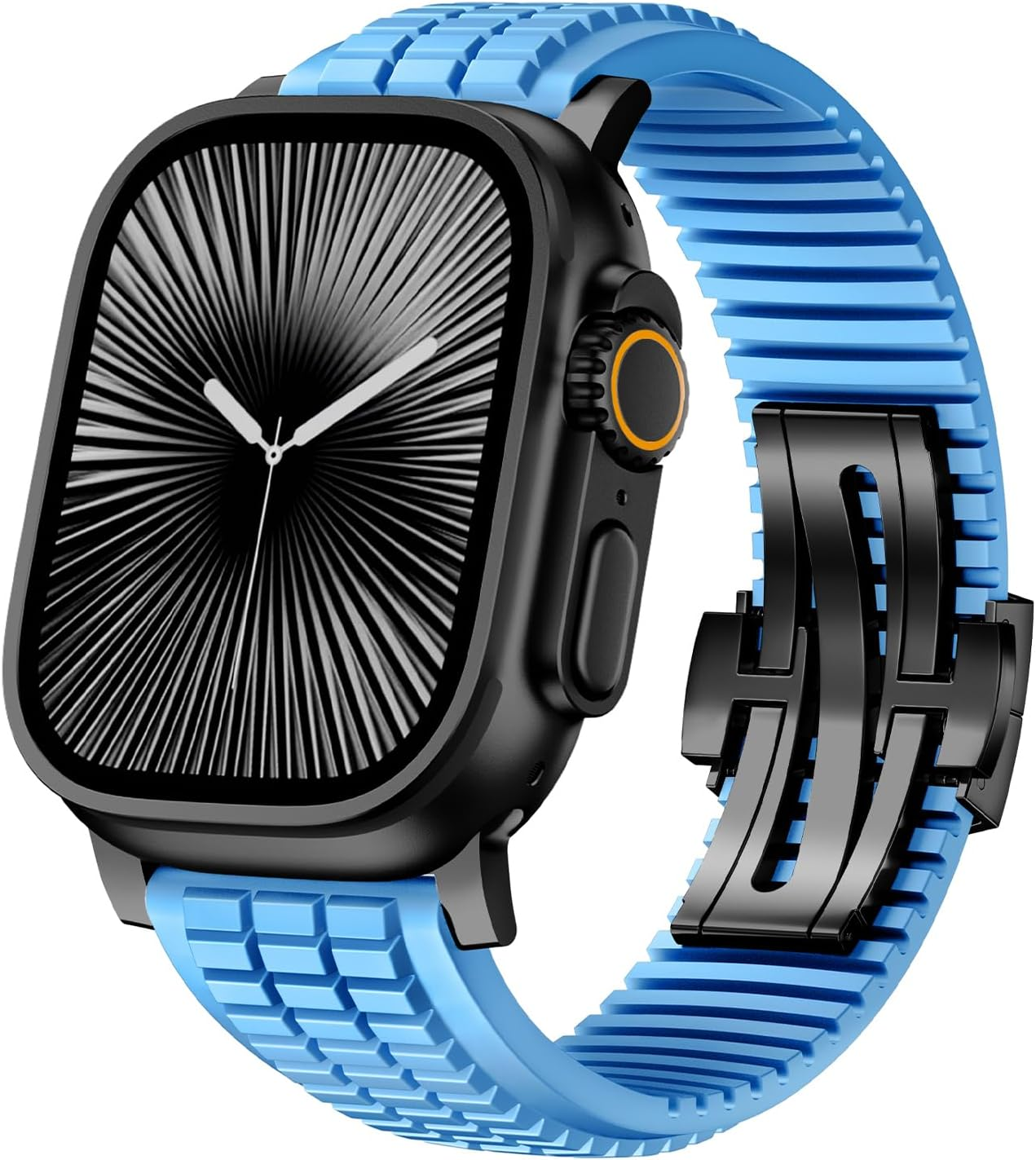 SEURE FKM Strap for Apple Watch Ultra 2/1 49 Mm, Series 10 46 Mm, Series 9/8/7 45 Mm, Series SE2/6/SE/5/4 44 Mm, Series 3/2/1 42 Mm Business Sport Fluororubber Wristbands Replacement Strap for Men image number 6