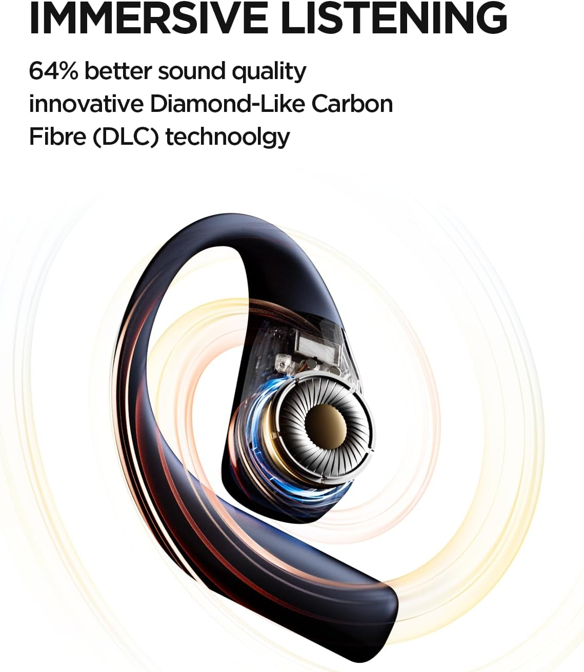 1MORE S70 Open Ear Earbuds, Bluetooth 5.3 Headphones, Wireless Earphones with 4 AI ENC Call Noise Reduction, Enhanced Bass, 6 EQ Setting, IPX5, 40H, Ultra-Light Comfort for Running, Training Etc