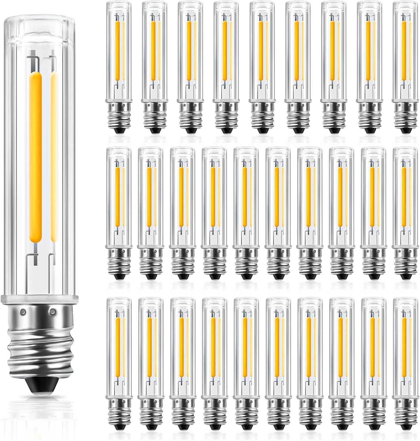 Roshin 30PCS S14 1W Replacement LED Lights Bulbs - Clear Oval Bulbs Fits E12 C7 2200K Candelabra Screw Base Sockets, Edison Light Bulbs for Indoor Outdoor Patio Decor (Warm White) image number 2