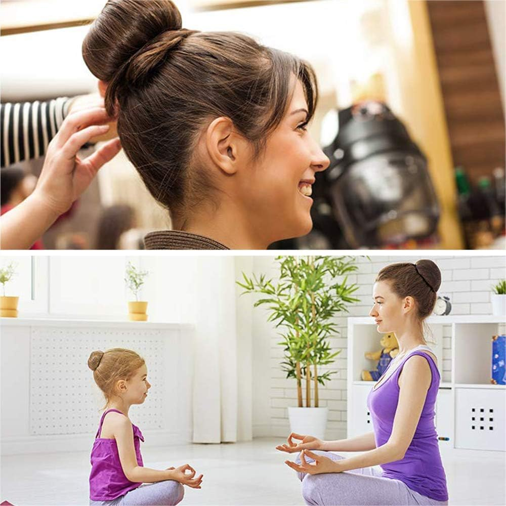 Hair Donut Bun Maker, Ring Style Bun, 2PCS Chignon Hair Large Doughnut Shaper for Thick and Long Hair (Large, 8.9Cm /Brown) image number 3