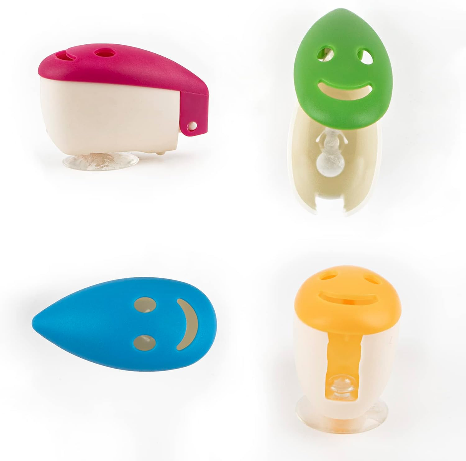 AUEAR, 8 Pack Happy Face Toothbrush Head Cover Cap with Suction Cup Cute Portable Protective Covers Case for Home Travel Outdoor Camping 4 Colors image number 6