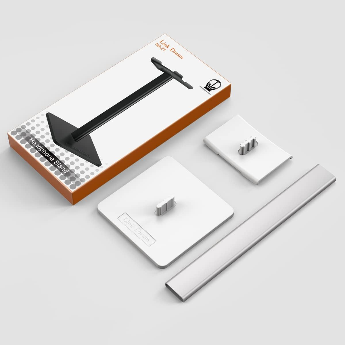 Headphone Stand Headset Holder New Bee Earphone Stand with Aluminum Supporting Bar Flexible Headrest ABS Solid Base for All Headphones Size （Silver）&hellip; image number 1