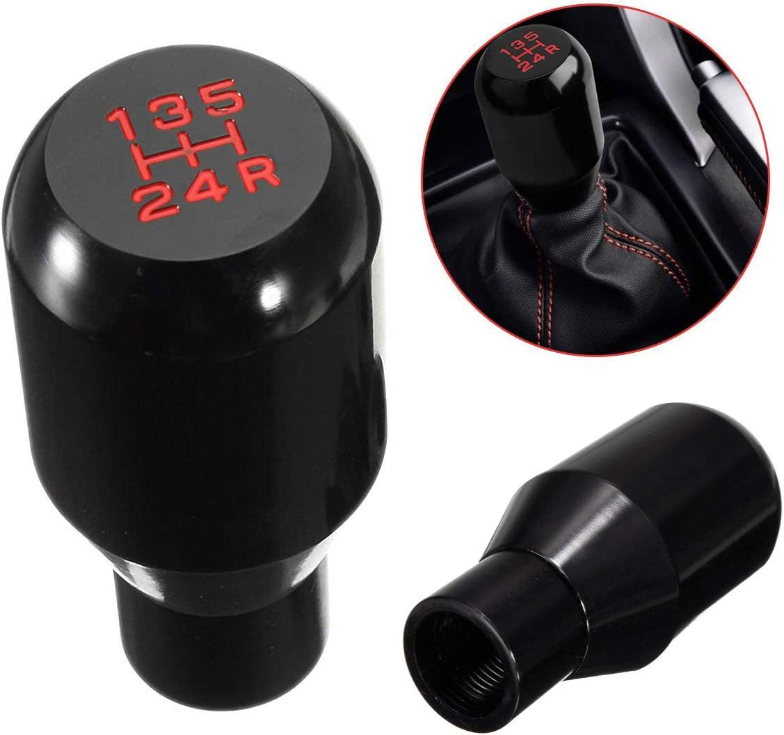 Shifter Adapter Universal 5 Speed Manual Metal Chrome Gear Shift Knob Lever Stick Pen Handle Head Car Styling Accessories Racing Style (Black)