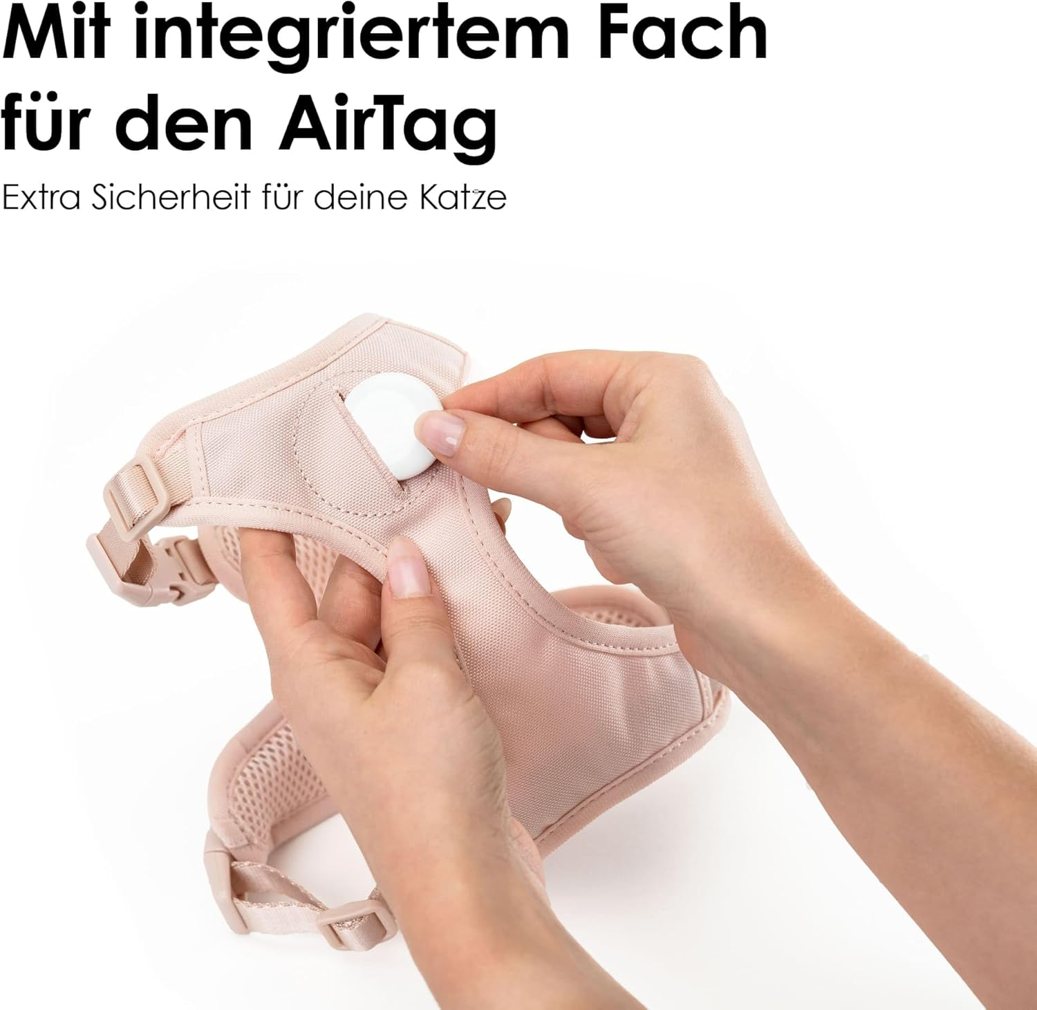 Lucybalu Hello Kitty Explorer Cat Harness with Lead, Escape Proof, Airtag Compartment, Lightweight & Comfortable, M/L, Pink image number 2