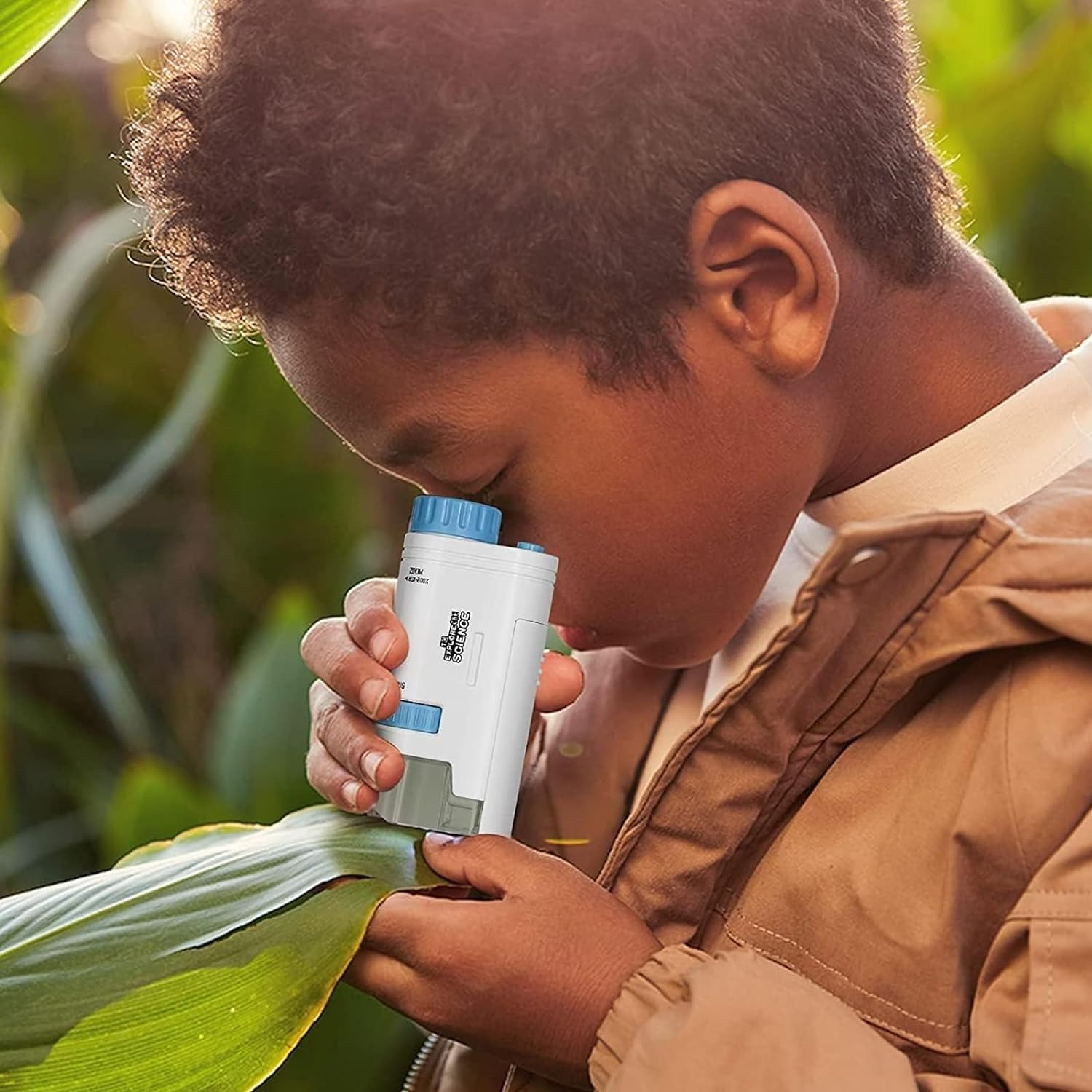 Tehttz 1 Pack Blue 60-200X Zoom Pocket Microscope, Mini Microscope with LED Light High Definition Children Microscope for Kids, Microbiological Observation Preschool Home (Not Battery Included) image number 6