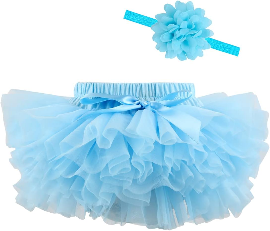 HOOLCHEAN Baby Infant Girls Fluffy Soft Tutu Skirt (Skort) and Headband Suit