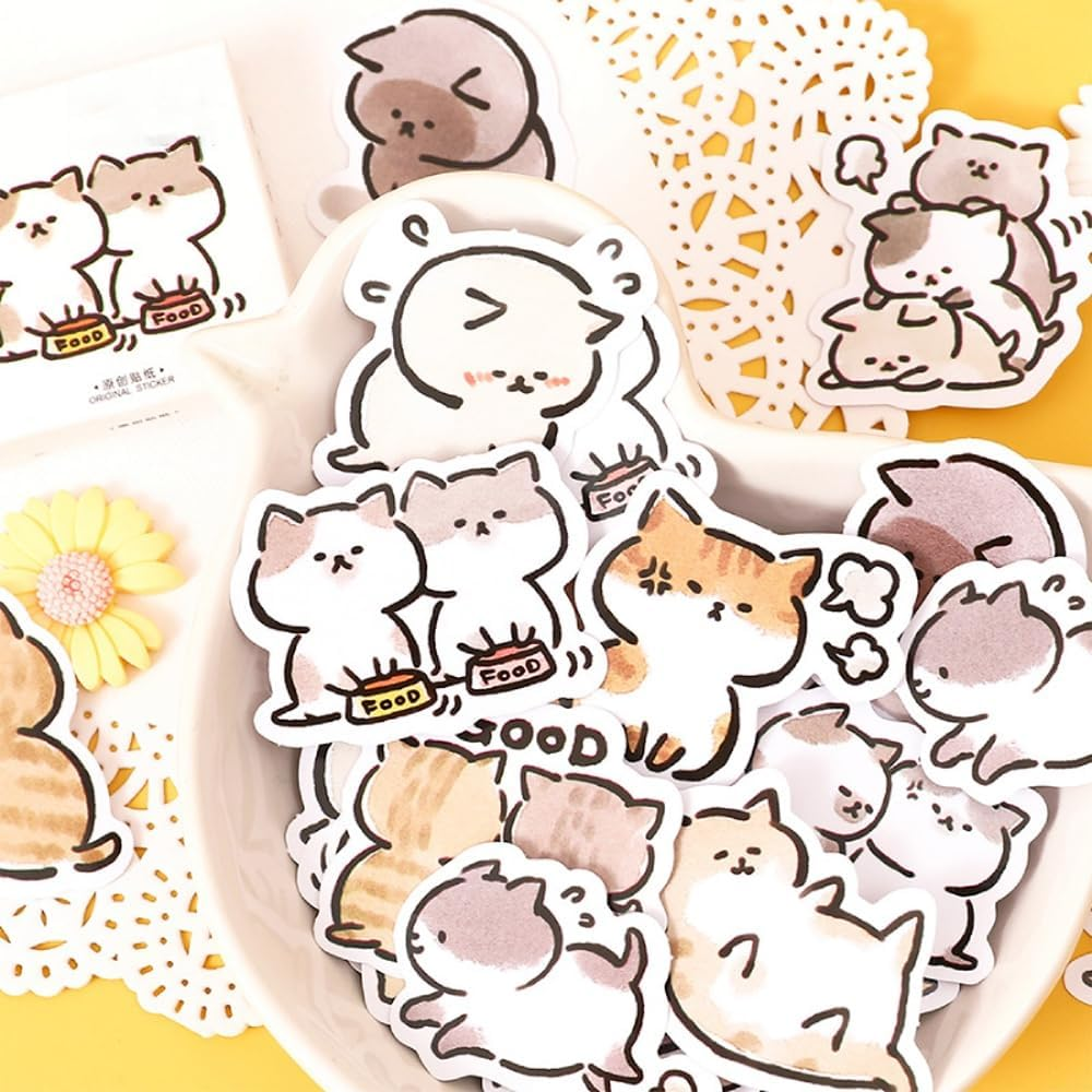 45Pcs Cute Cat Stickers for Scrapbooking, Bullet Journal, DIY Decoration, Planners, Suitcase, Diary, Notebooks, Album, Laptop, Phone Cases, and Art Crafts image number 5