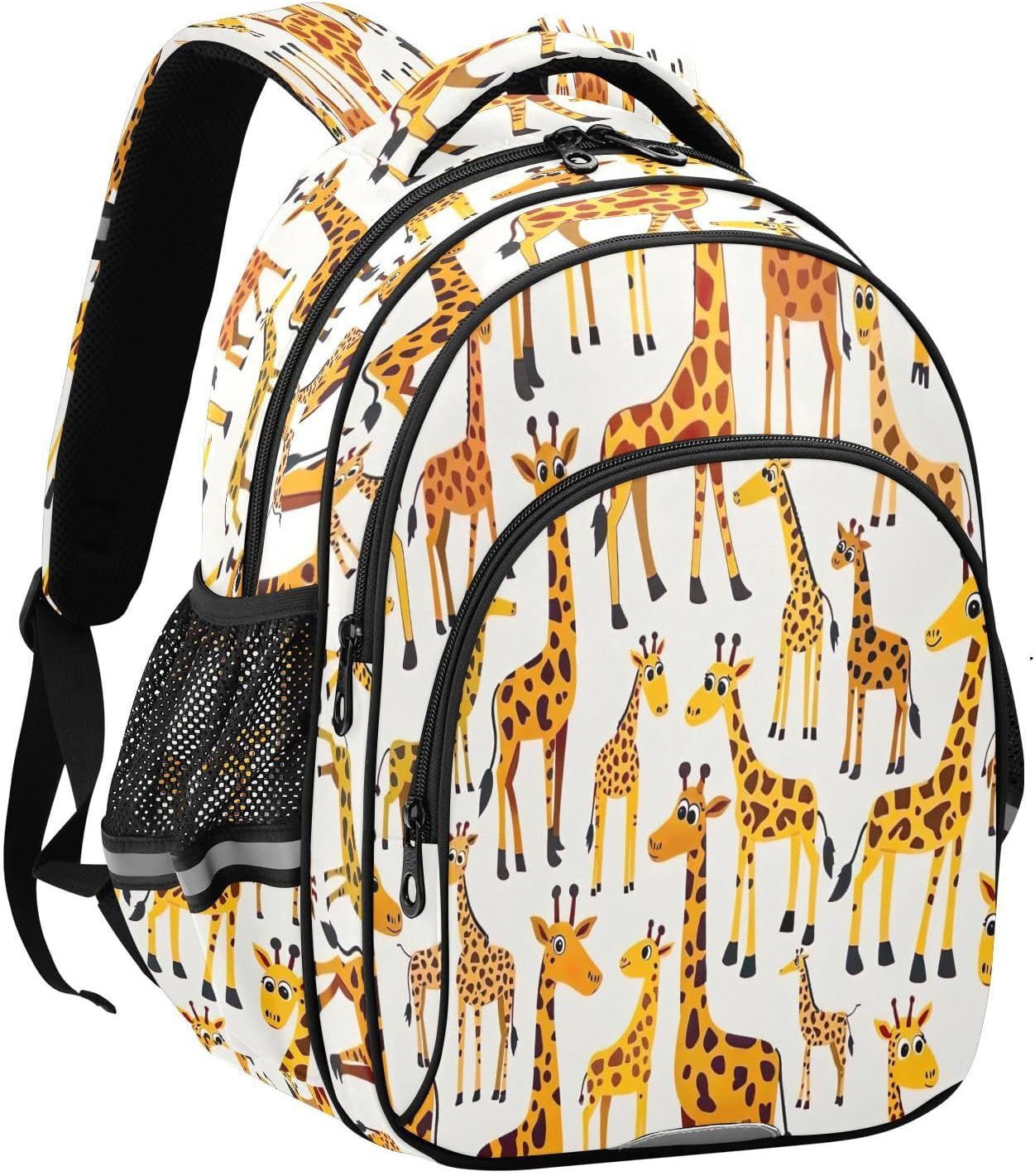 RPLIFE 15 Inch Kids Backpack for School, Playful Giraffes White Lightweight Backpack for Kids image number 2