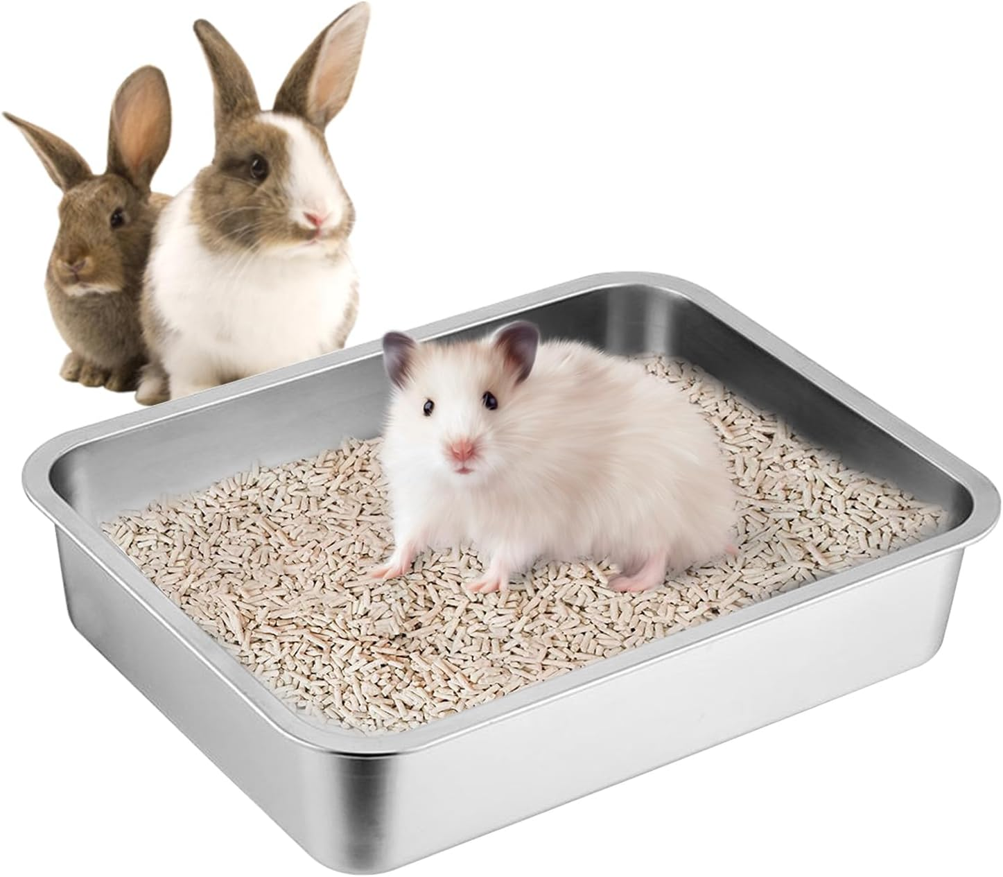Cat Litter Tray Thickened 304 Stainless Steel, Litter Box, Metal Toilet Cats and Rabbits, Never Odours, Rustproof, Non-Stick Smooth, Non-Slip, Easy to Clean (17.8 Inches L X 13.8 Inches W X 4 Inches