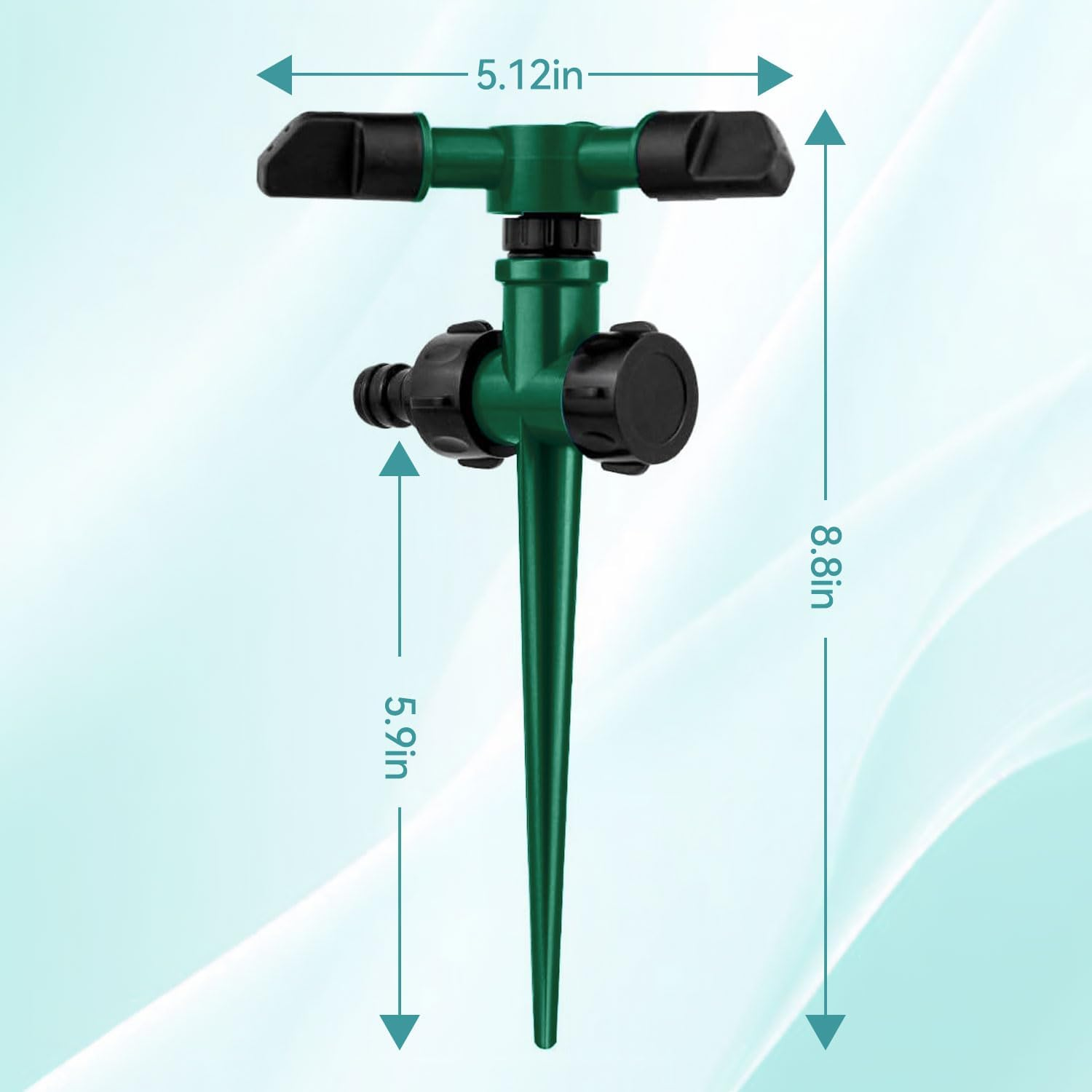 Proxima Direct 2 Pack Yard Sprinkler 360&deg; Rotating Lawn Sprinkler with up to 3,000 Sq. Ft Coverage - Adjustable, Weighted Gardening Watering System (Green) image number 4