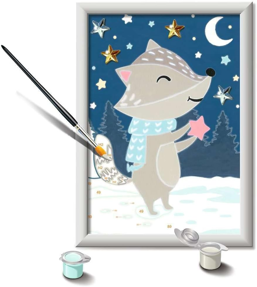 Ravensburger Malen Nach Zahlen 28778 - Gute Nacht, Kleiner Dachs! - Kinder Ab 7 Jahren: Mit Glitzersteinen Zum Verzieren! image number 2