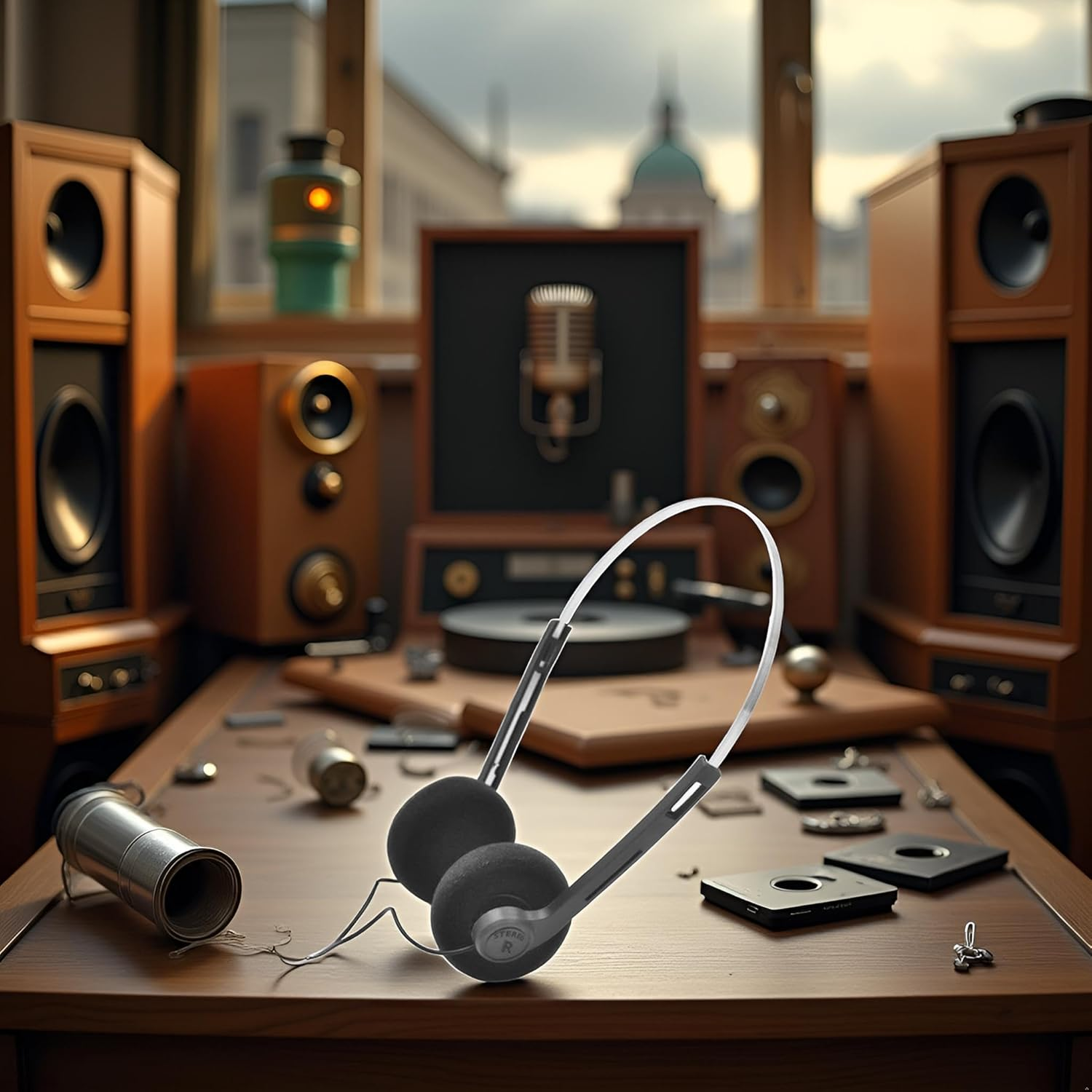 Wyjuan Retro Over-Ear Headphone,Vintage Feelings Underwire Headphones,Retro Lightweight Earphones,Hi-Fi Stereo Earphone Headset,Headphone,For Most Mobile Phones Playback Pevices Headphones (Black)