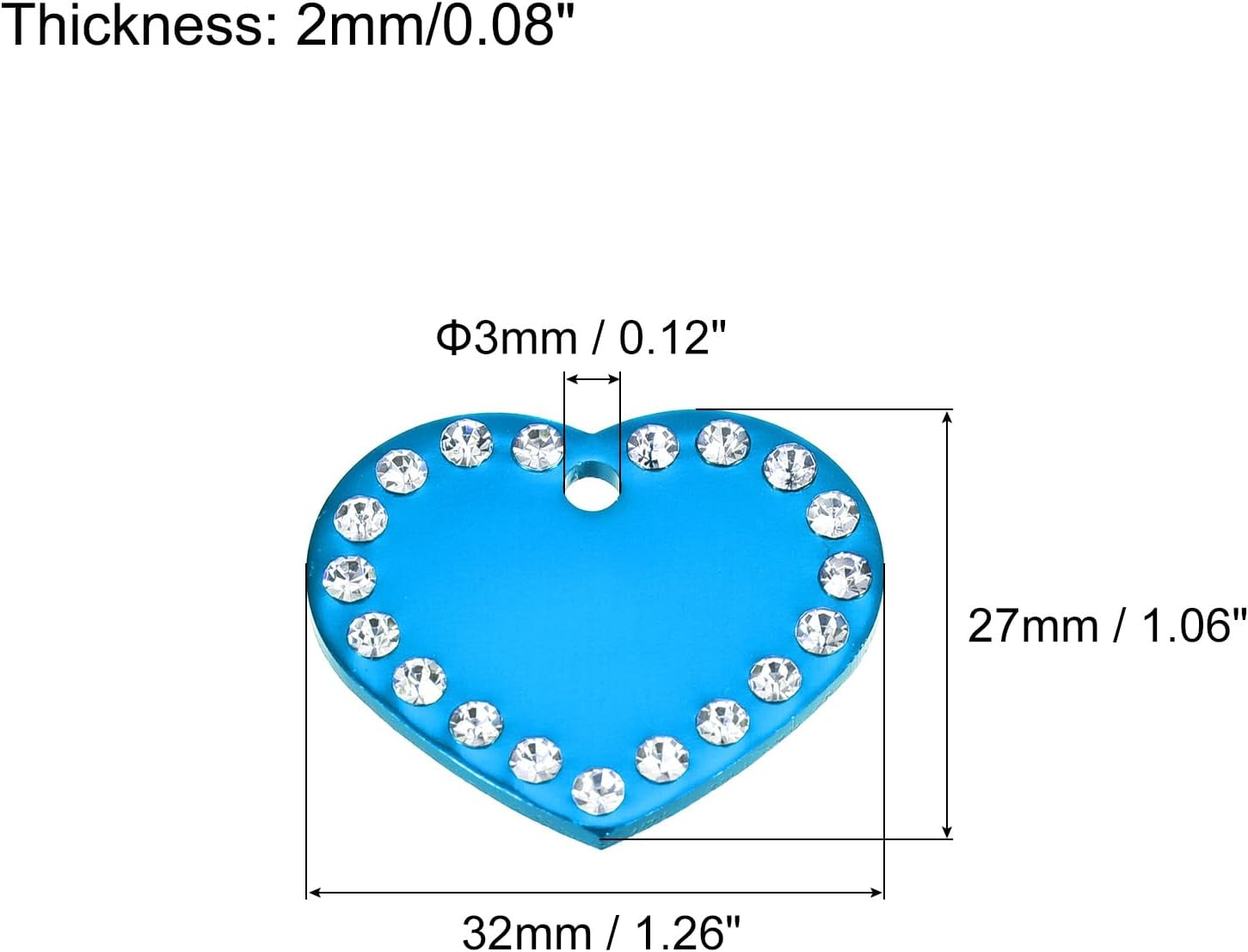 Uxcell Metal Heart Tags Stamping,Light Blue Blank Dog Tags DIY Engraving Blank Tags Aluminium for Pet Dog ID Tags,Pendant Decoration,Craft Tags,Pack of 5 image number 2