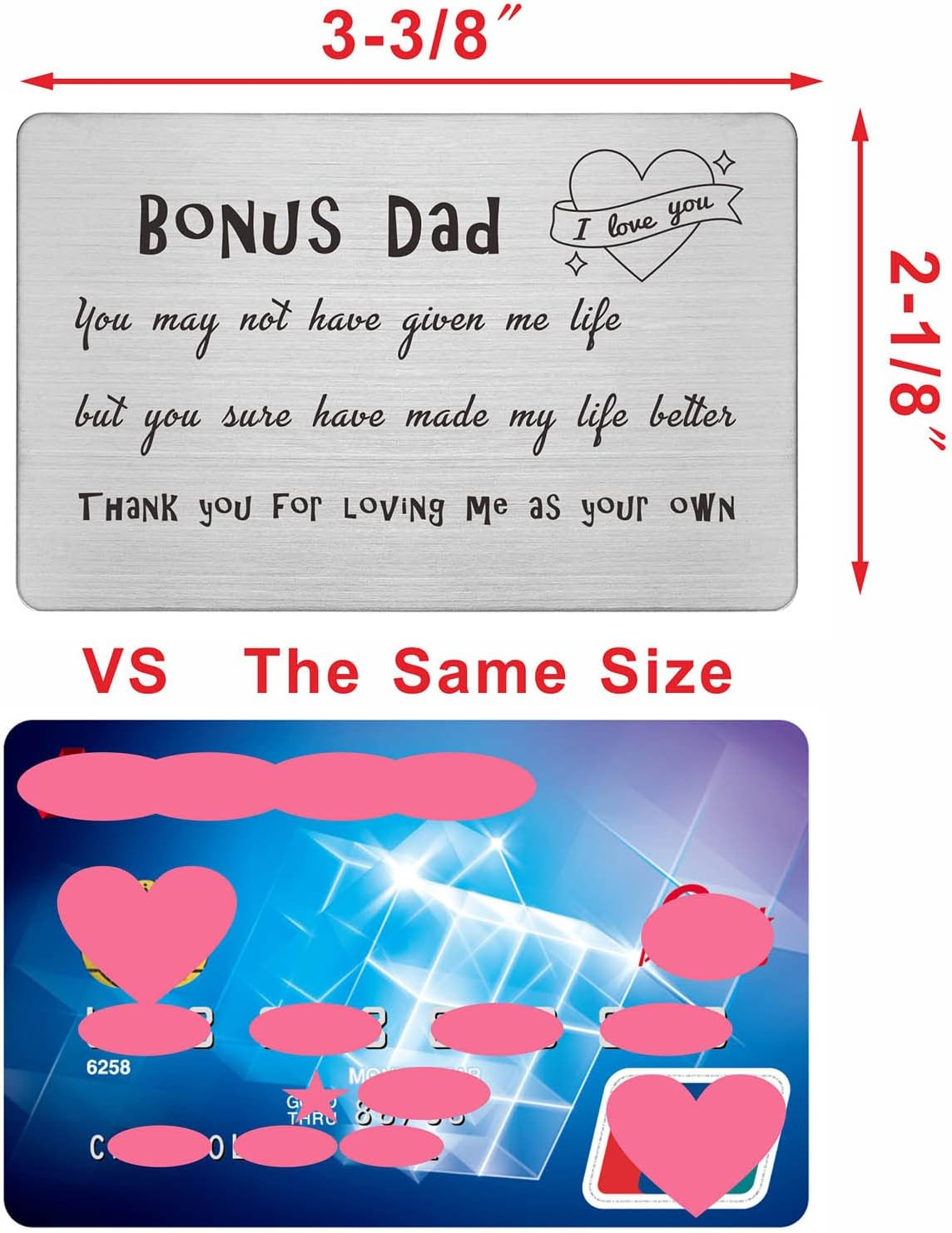 FALOGI Stepdad Birthday Fathers Day Card, Thank You for Loving Me as Your Own, Step Dad Gifts Engraved Wallet Card image number 6