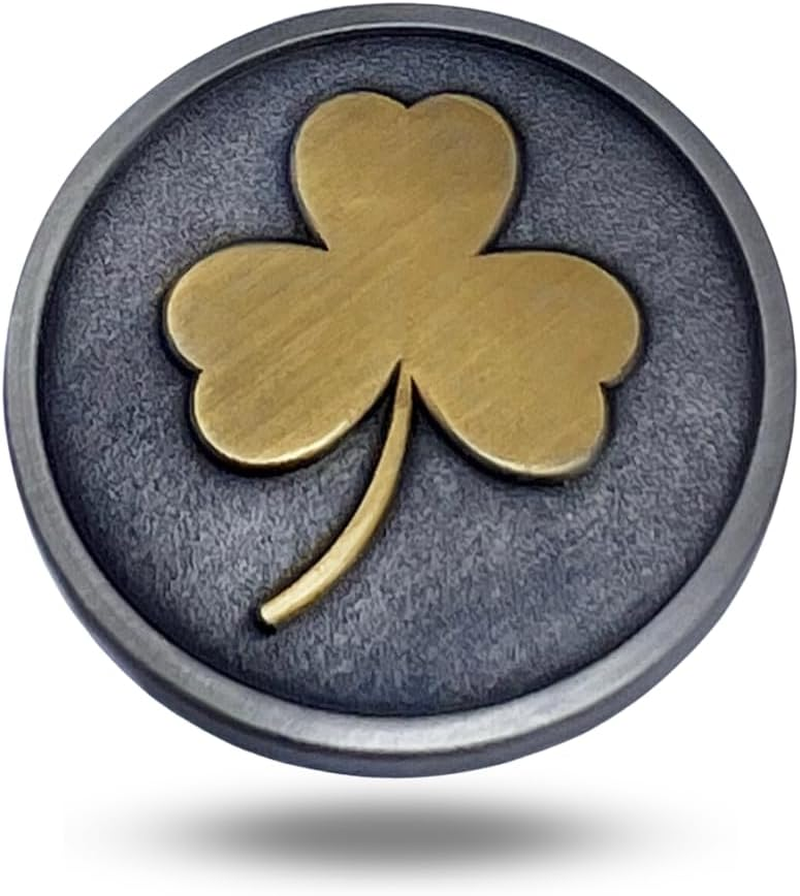 Full Metal Markers Shamrock Clover Unique Magnetic Metal Golf Ball Marker with Hat Clip