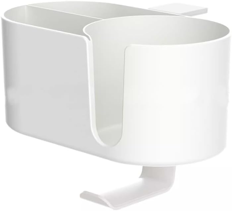 XINYUICEAN 4 in 1 Desk Cup Holder Headphone Hanger,Clamp on under Desk Headphone Hanger, Multifunctional Phone Storage Box Desktop Organizer for Nightstand Workstation (White)