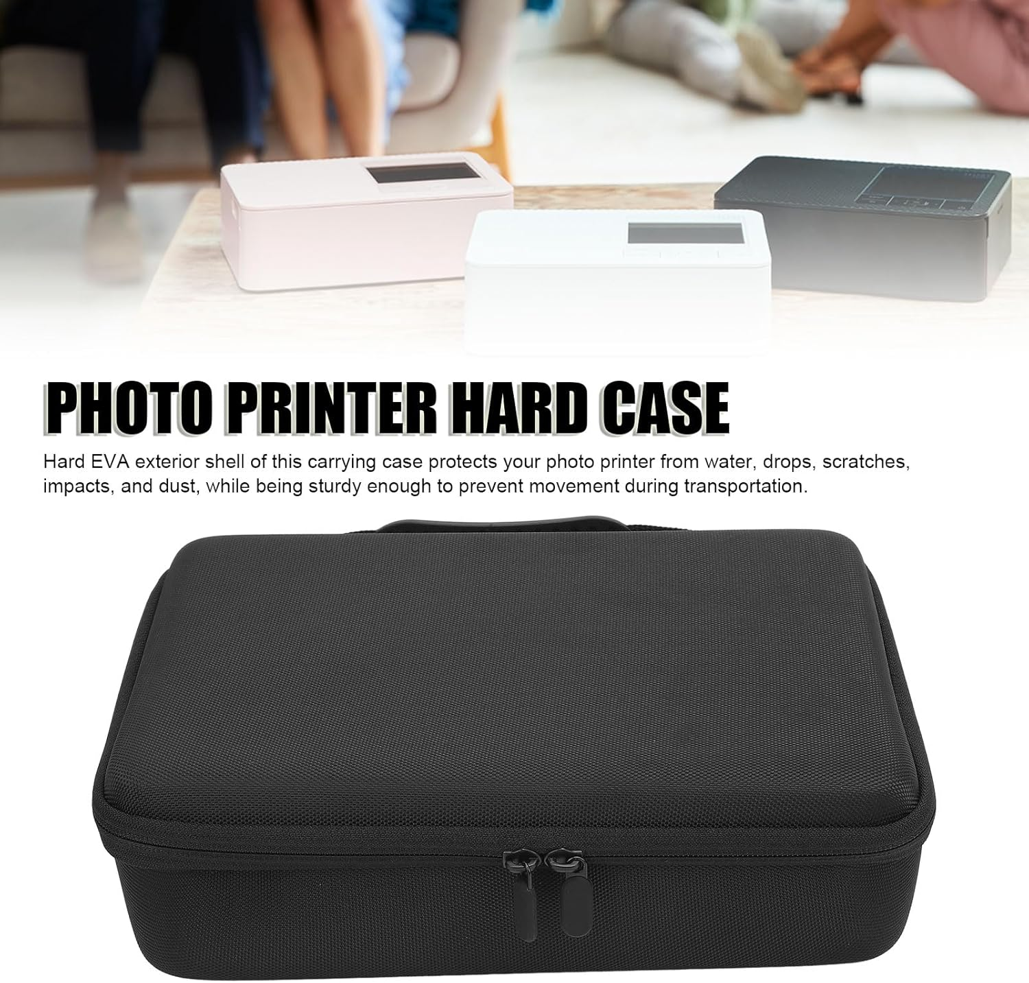 Case for Selphy Photo Printer, Hard Storage Bag Compatible with Selphy CP1500 CP1300 CP1200 Wireless Color Photo Printer and Accessories, Black, Case Only image number 2