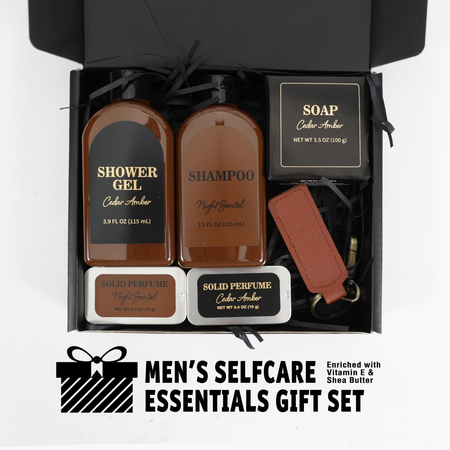 Gift Baskets for Men, Bath and Body Spa Gift Baskets Set for Men, Body & Earth Cedar Scented Mens Bath Set image number 3