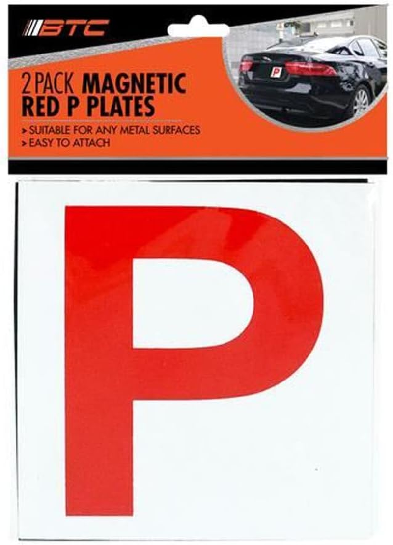 BTC QLD-SA Magnetic P-Plates 2-Pieces, Red