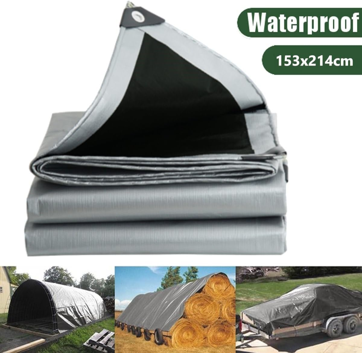 LEDON Heavy Duty Silver Tarpaulin 130G Waterproof Tarp Sheet Car Camping Weatherproof
