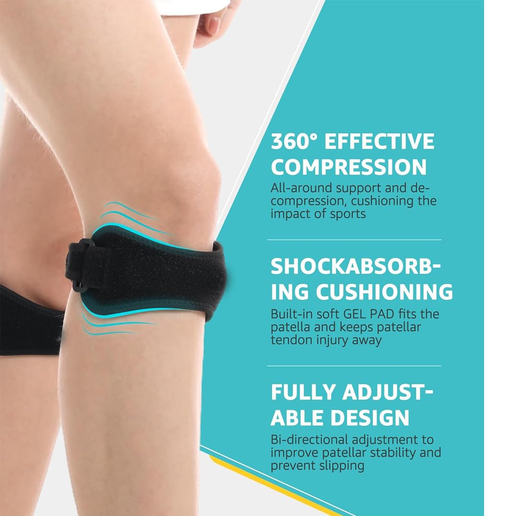 Idopick Patellar Tendon Support Strap 2 Pack,Knee Support and Pain Relief for Knee Pain Relief,Patella Band for Basketball, Jumpers Knee, Tendonitis, Running, Hiking, Soccer image number 1