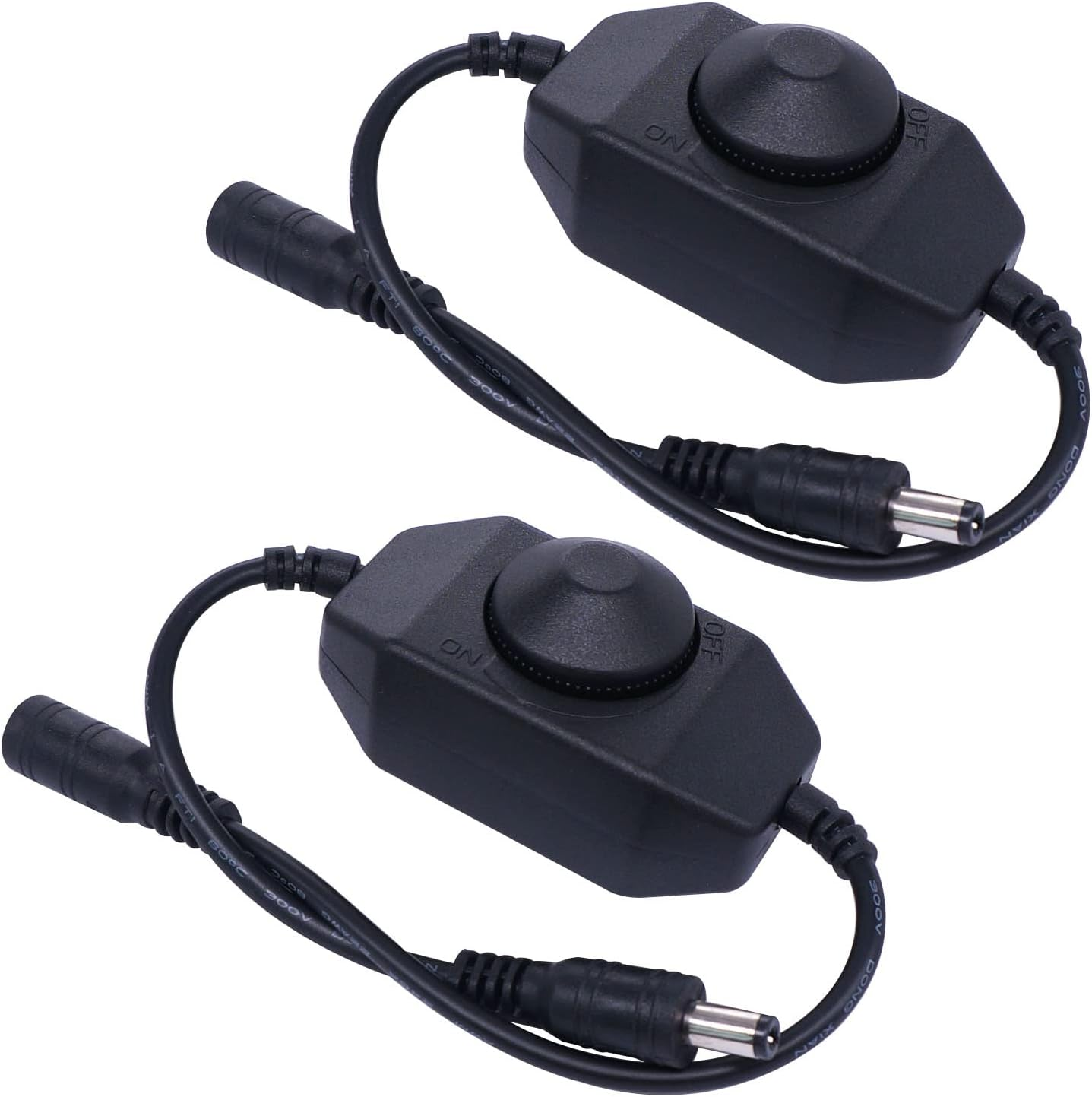 Weideer 2Pcs LED Strip Lights Dimmer DC12V-24V Rotary Dimmer Switch for LED Strip Lights LED Rope Light 3528 5050 5630 Black K-018-BK