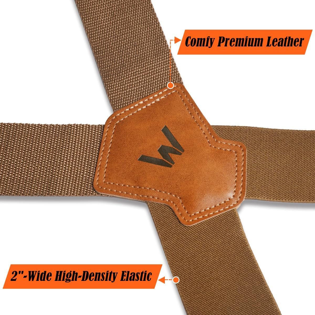 WELKINLAND Khaki 2Inch-Wide Suspenders, Heavy-Duty Work Suspenders Men, Big and Tall Suspenders Men for Pants, Mens Suspender Hooks Belt Loop for Jeans, Khaki image number 6