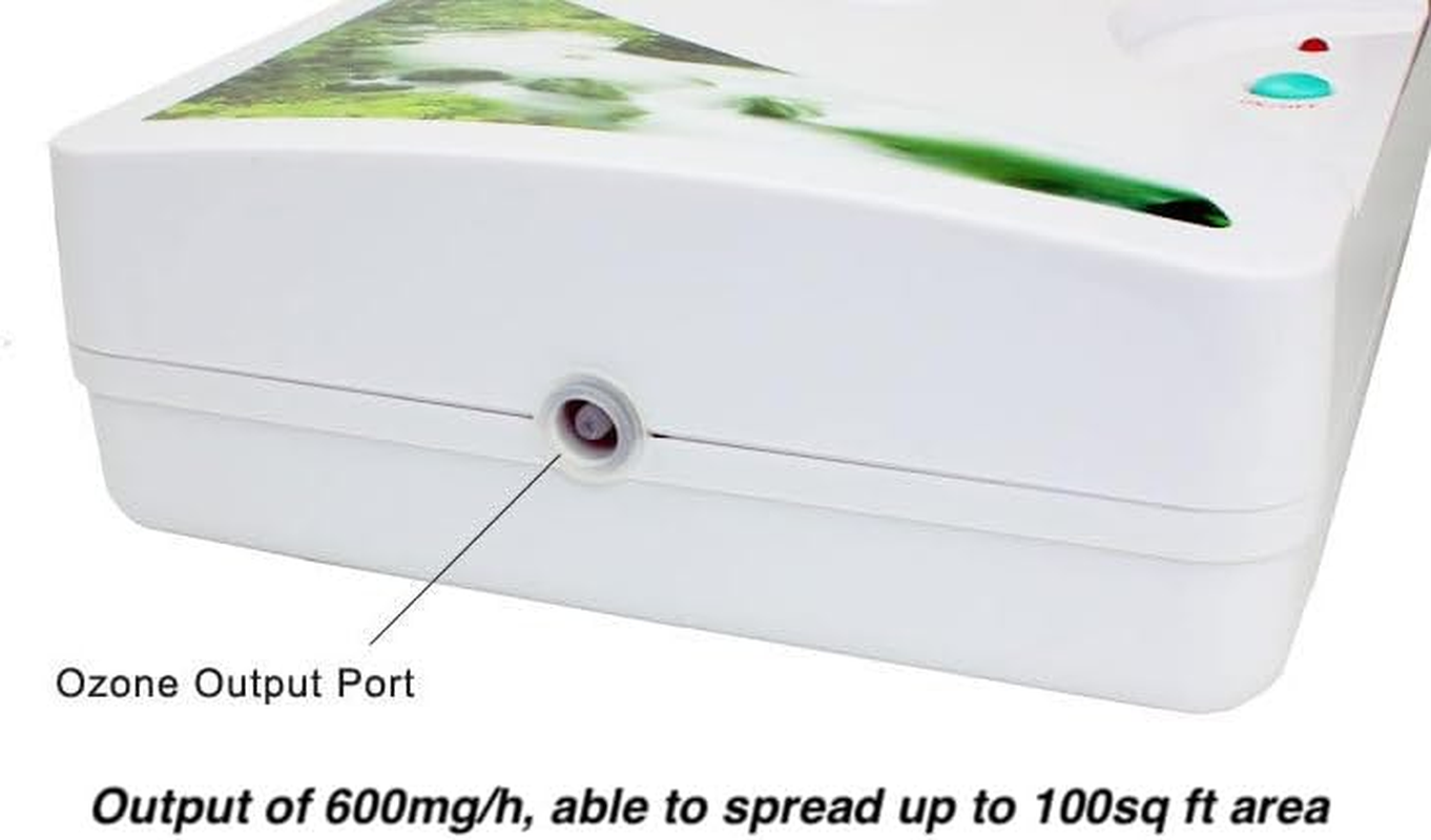 600Mg/H Ozone Generator, Portable O3 Machine, Home Water Air Purifier Deodorizer, Vegetable Fruit Cleaning Machine 220V with Timer for Pet Car Odor Removal Smoke Eliminator