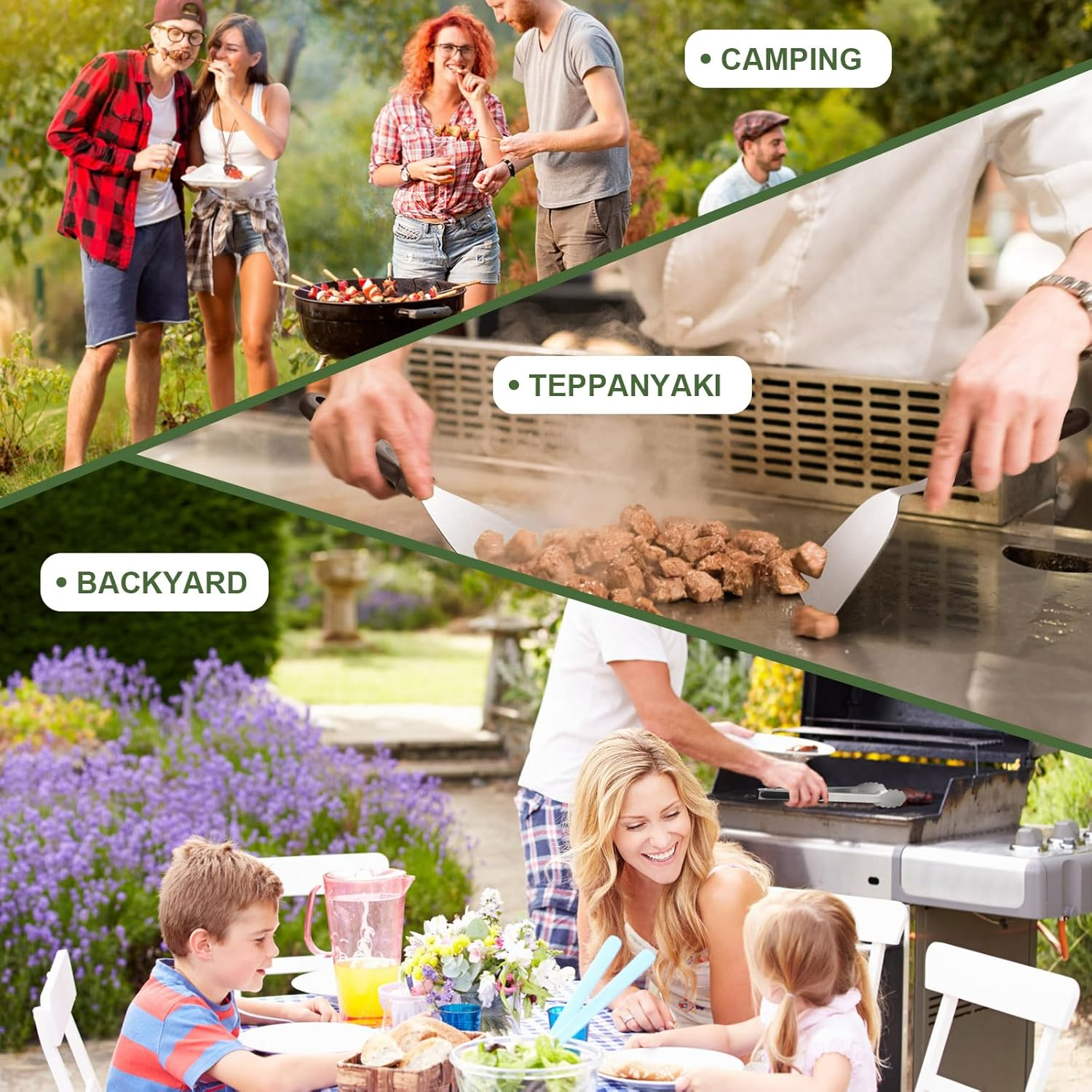 20PCS Griddle Accessories Kit, Flat Top Grill Accessories Set for Blackstone and Camp Chef, Grill Spatula Set with Enlarged Spatulas, Basting Cover, Lron Smash Burger Press for Outdoor Barbecue image number 4