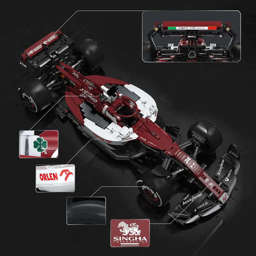 Cada Alfa Romeo F1 ORLEN C42 Car 1:8 Brick Model 1868Pcs C64005W Racing Building Block Set, 1:8 Official Scale, Stimulating Build for Adults and Kids image number 1