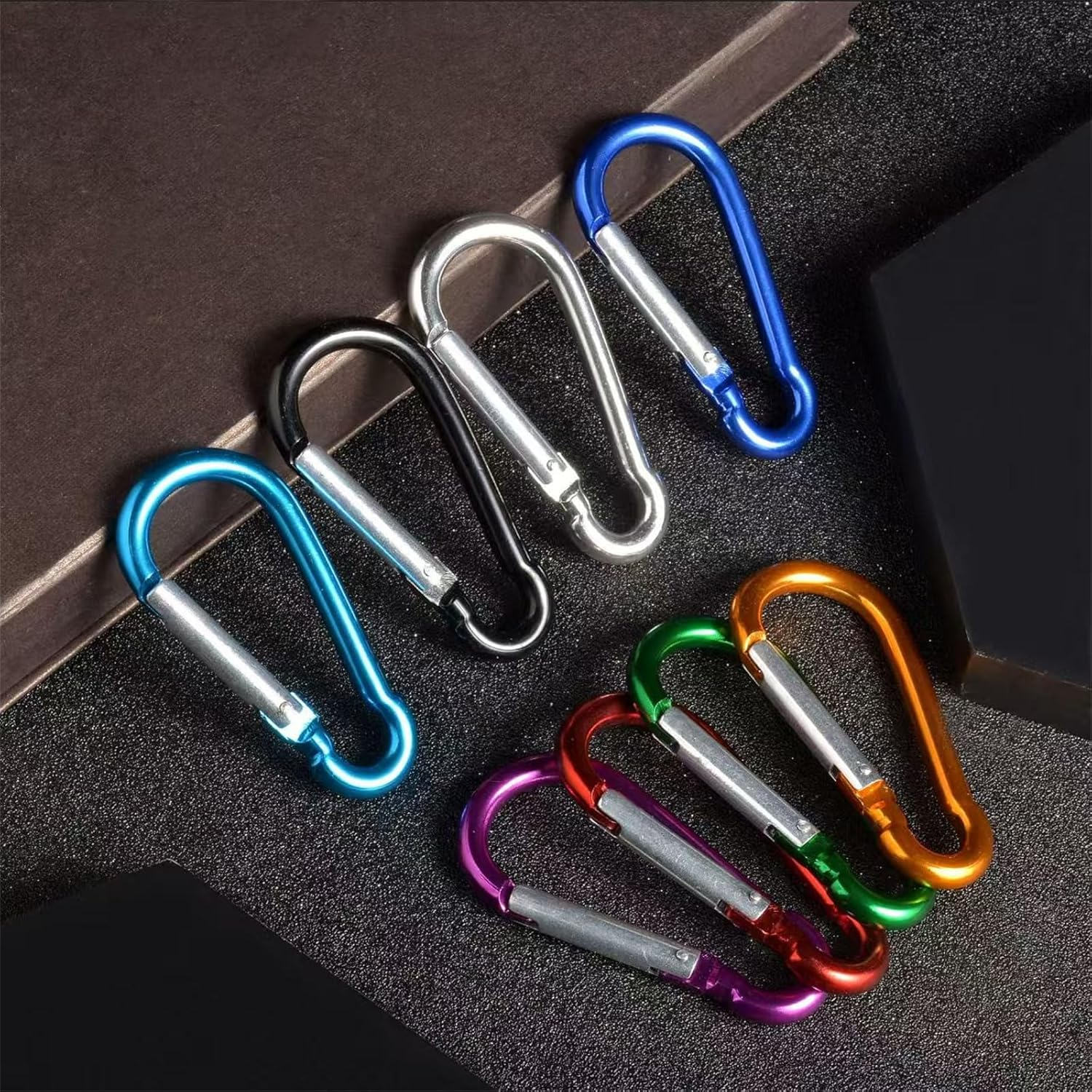 10 PCS 5.9CM Locking Carabiner Clips, Aluminum Carabiner D Ring D-Shaped Spring Snap Hook Key Clip Connect Hooks for Keychain Keyring Belt Loop Water Bottle Backpack Hiking Camping image number 6
