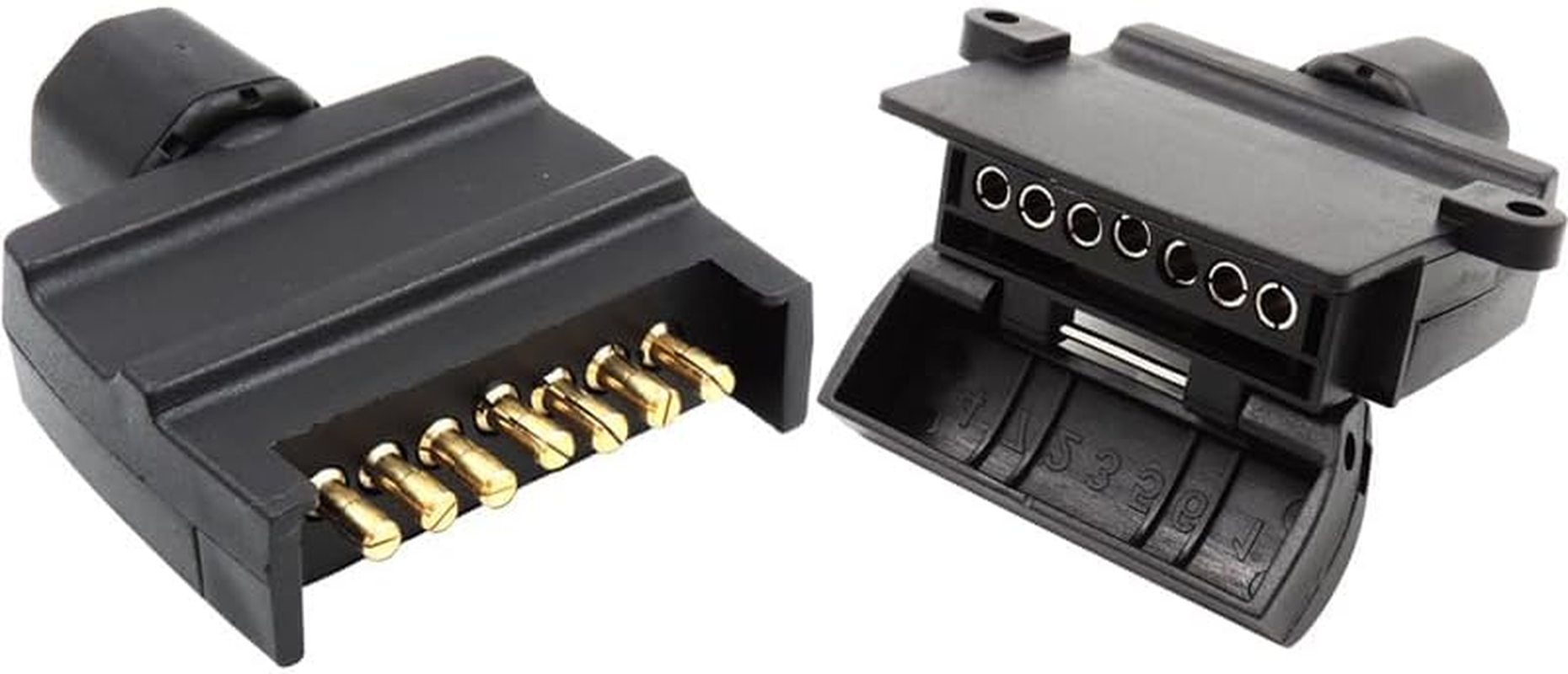 7 Pin Flat Trailer Plug Male & Female Socket Set Caravan Boat Adaptor Connector for Caravan Trailer Truck RV Boat image number 4