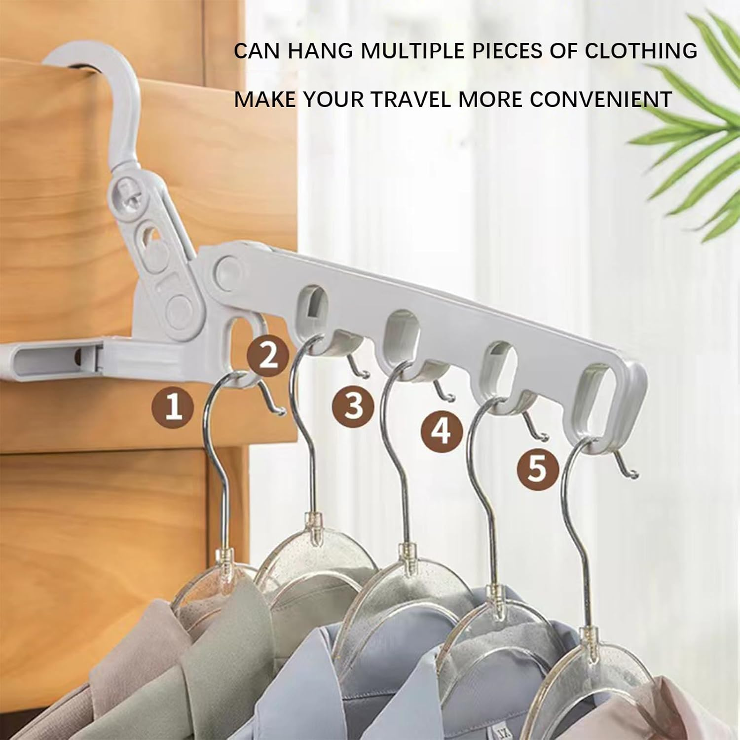 LXLM 2 Packs Folding Travel Hangers Clothes Drying Rack with 5 Holes,Collapsible Drying Rack Laundry Clothes Hanger Suitable for Outdoor Camping Trips, Student Apartment, and Hotel Apartments image number 5