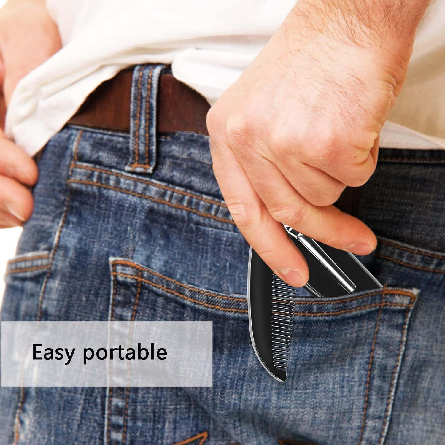 Heanvmyss Folding Beard Combs for Men,3 Pcs Mini Portable Moustache Comb,Fine Tooth Comb,Anti-Static Plastic Hair Care Styling for Travel and Daily Use(Black) image number 5