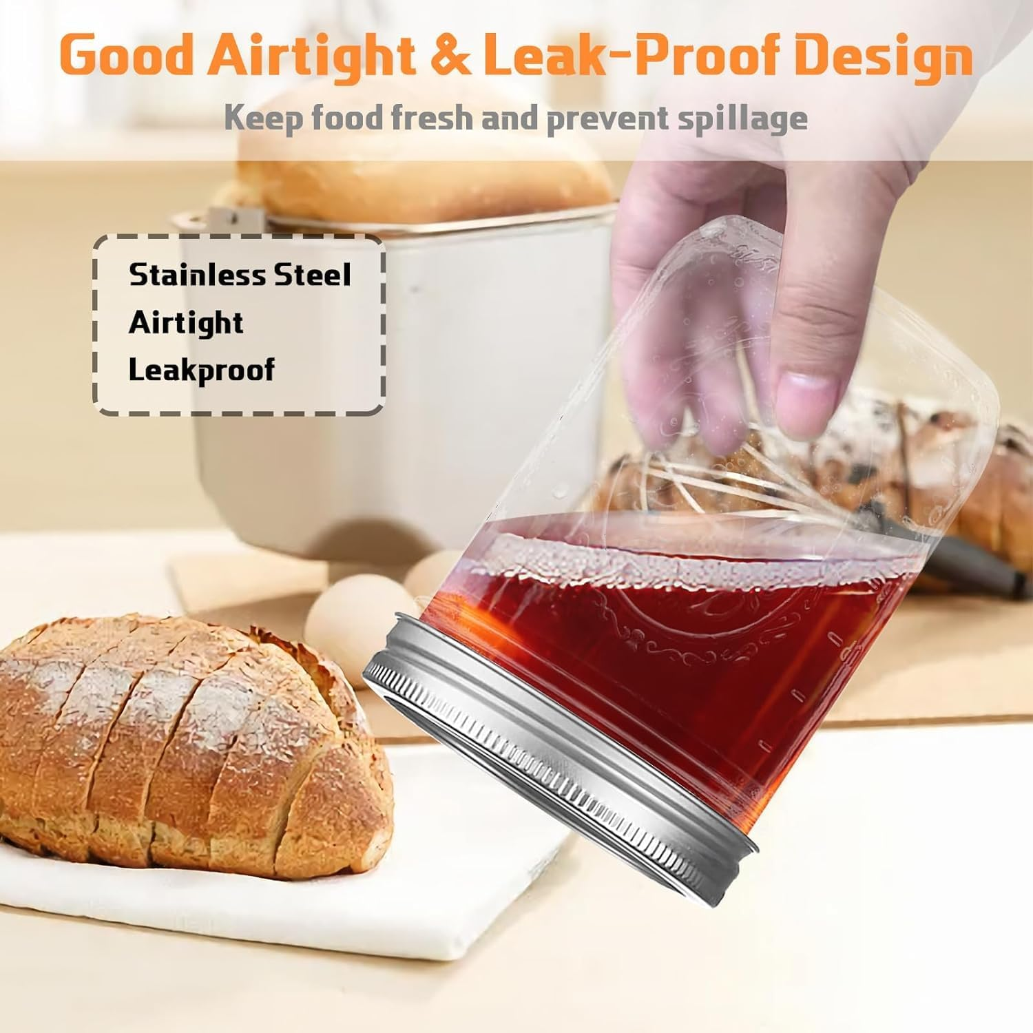 Wide Mouth Mason Jars 16 Oz, 6 Pack Glass Mason Canning Jars with Metal Airtight Lids and Bands Containers for Fruit Storage, Overnight Oats, Meal Prep, Pickling, Preserving, Yogurt, Snack, Home Decor image number 5