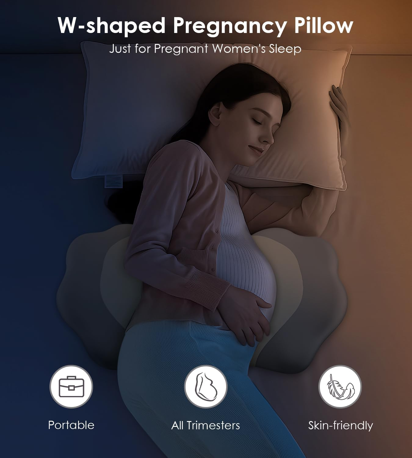 Pregnancy Pillows for Sleeping, Memory Foam Maternity Pillow Support for Back Belly HIPS, Adjustable Travel Wedge Pillow for Pregnant Women, Side Sleeping Pregnant Pillows with Cooling Pillowcase image number 2