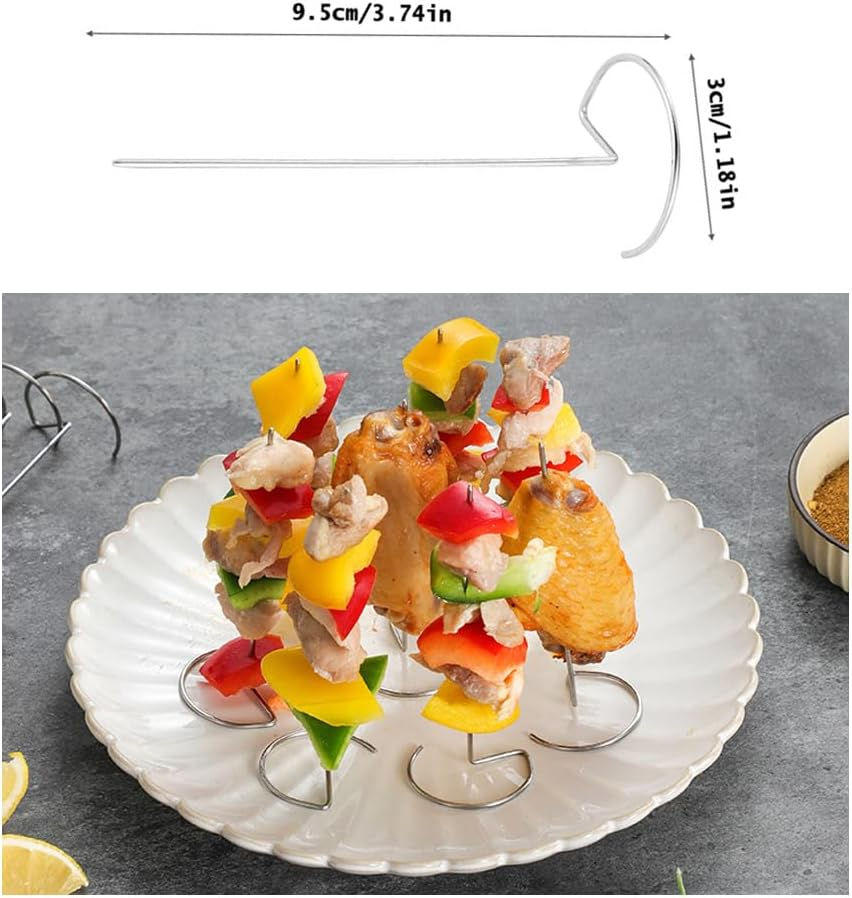 10 Pack Air Fryer Skewers Mini Kabob Skewer Stand Stainless Steel Sticks Vertical Holder for Ninja Foodi Instant Pot Toaster Oven Grilling Kitchen Kebab BBQ Shrimp Steak Veggie Chicken image number 4