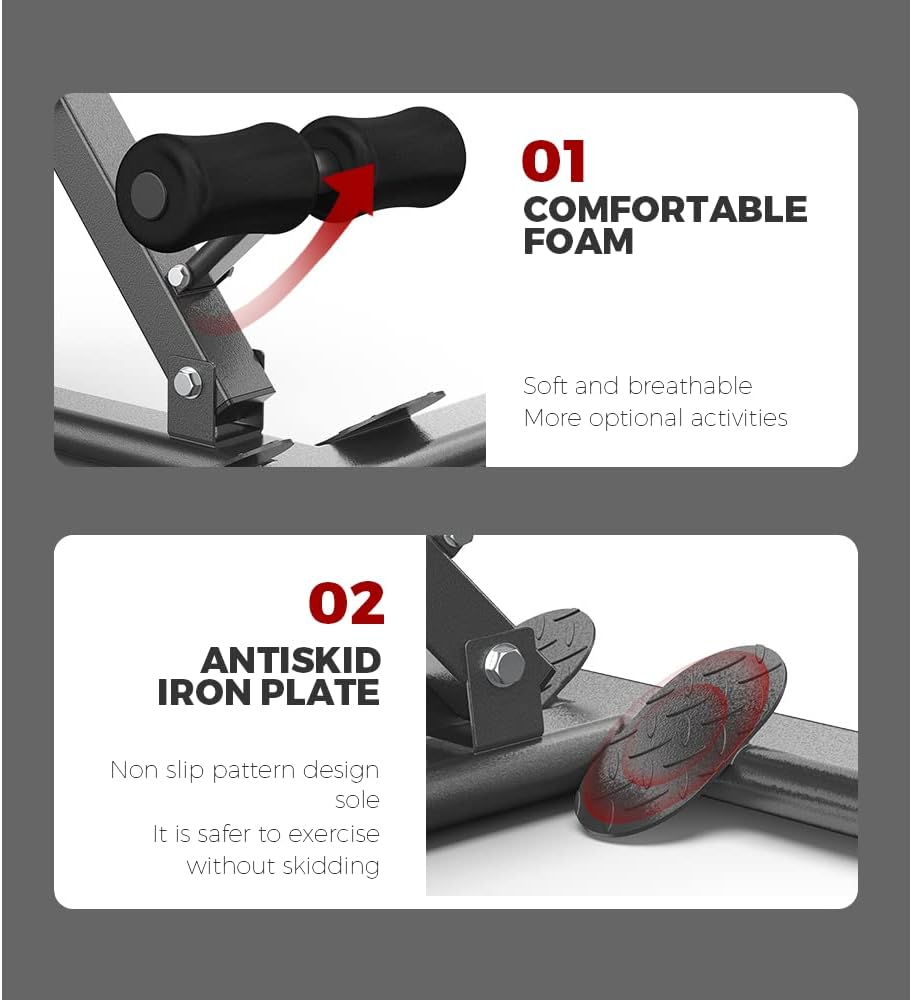 ALSTON Weight Bench Back Roman Chair Fitness Back Home Gym Workout Foldable 10 Level Adjustable 180Kg Weight Capacity Back Extension Strength Training Equipment image number 1