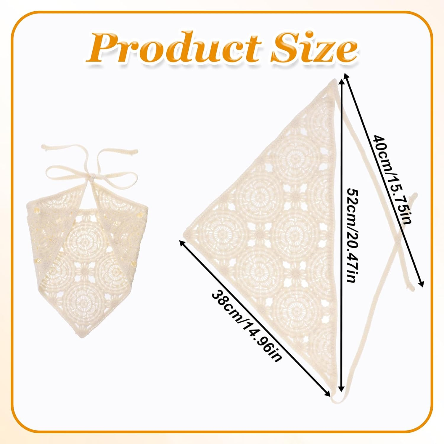 Fdclixuvol Women'S Handmade Crochet Headband Triangle, Boho Triangle Scarf Bandana, Hair Bands Retro Crochet Bandana Headband Hair Scarf Headscarf, Floral Design Lightweight Summer Look Turban Hair image number 5